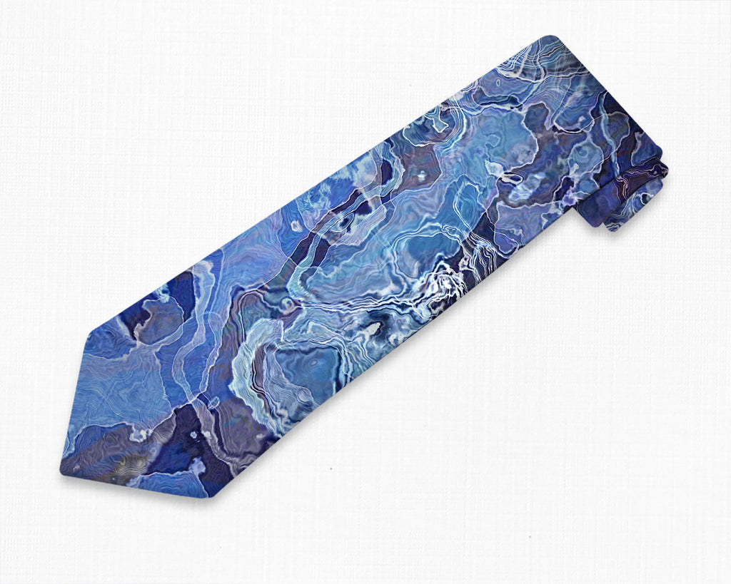 Abstract Art Men's Tie in Blue and White