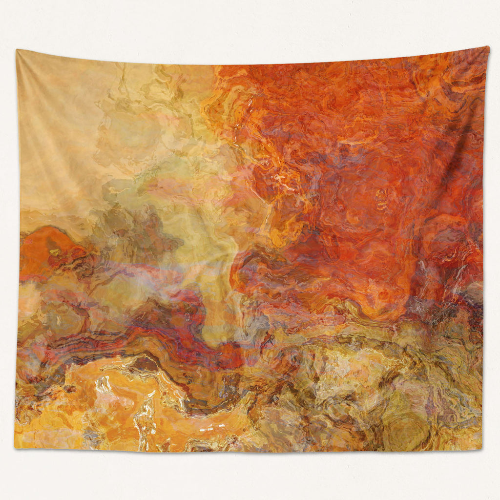 Abstract Art Tapestry, Red-Orange, Gold, Tan, Brown – Abstract Art Home