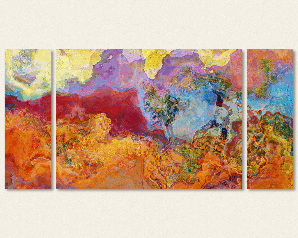 Abstract art triptych canvas print, 30x60 to 40x78