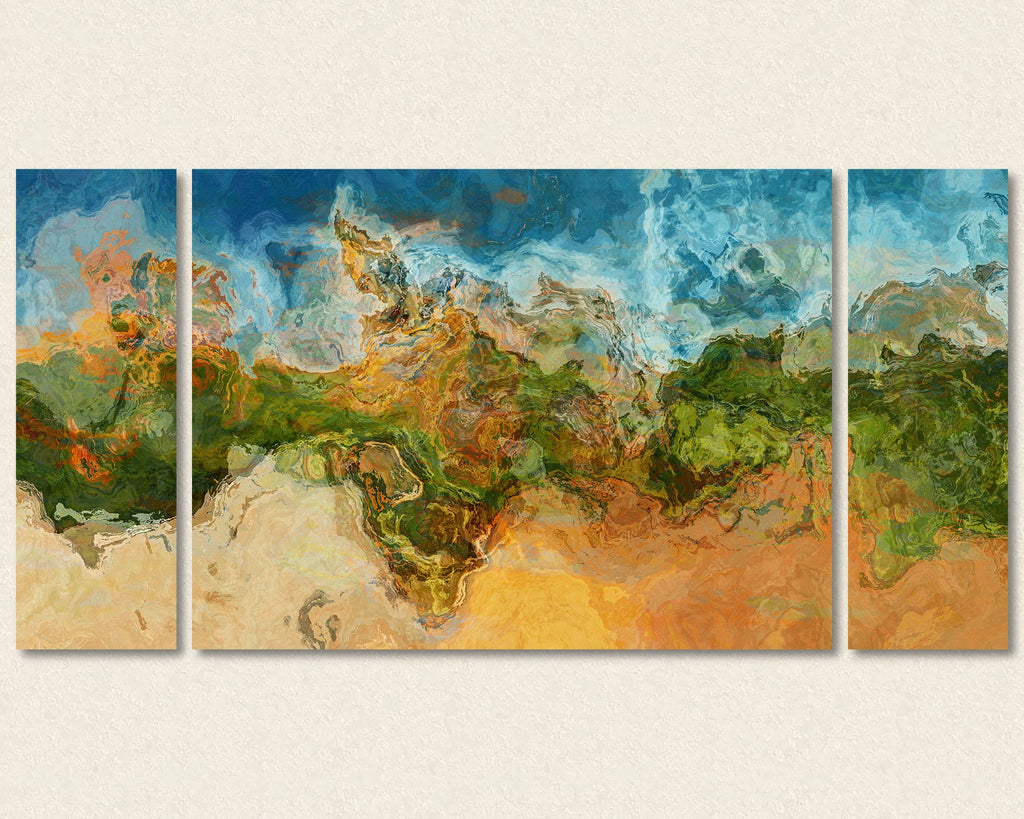 Abstract art triptych gallery wrap giclee large canvas print