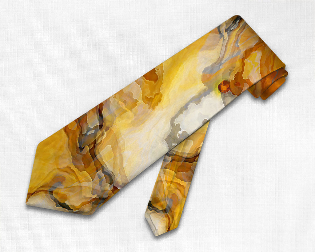 Abstract art men's tie in orange, white, and gray