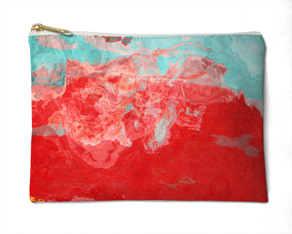 Makeup bag, pencil case, Cosmetic bag with abstract art, in red, blue and yellow, Bon Temps