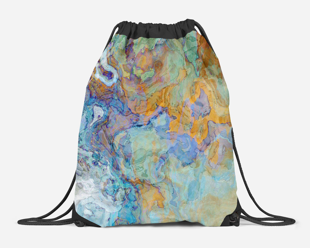 Drawstring Gym Bag, Abstract Art Lined Cinch Sack, Backpack School Bag