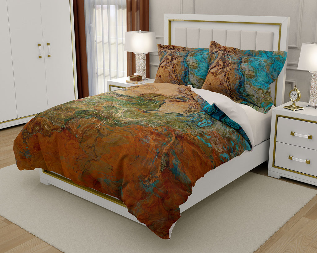 Duvet Cover with abstract art, king or queen in southwest colors