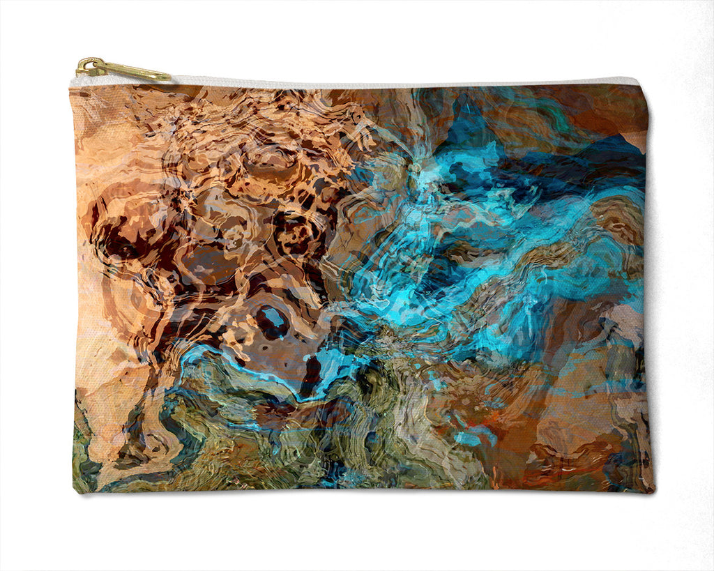 Makeup bag, pencil case, Cosmetic bag with abstract art, in southwest colors, Canyon Sunset