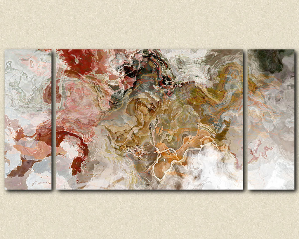 Large abstract expressionism stretched canvas print in autumn colors
