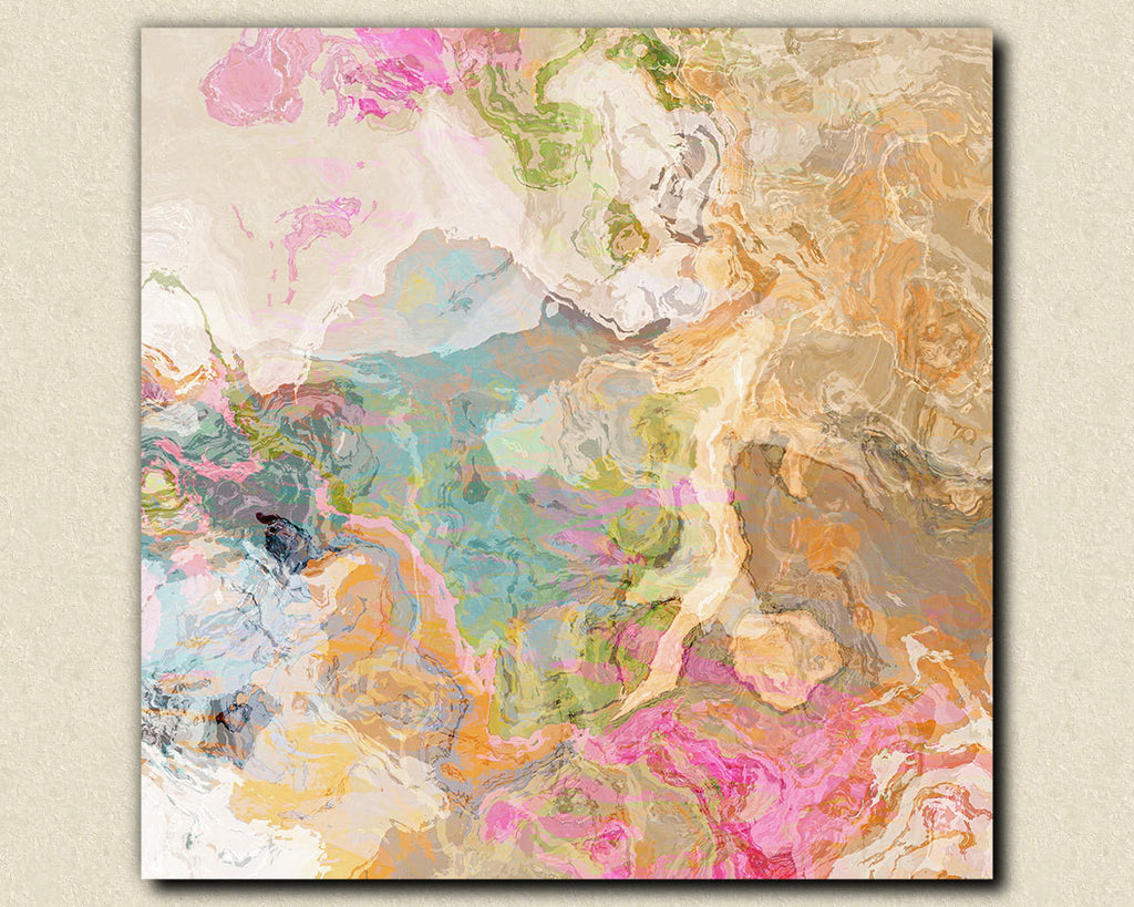 Large abstract expressionism stretched canvas print pastel colors