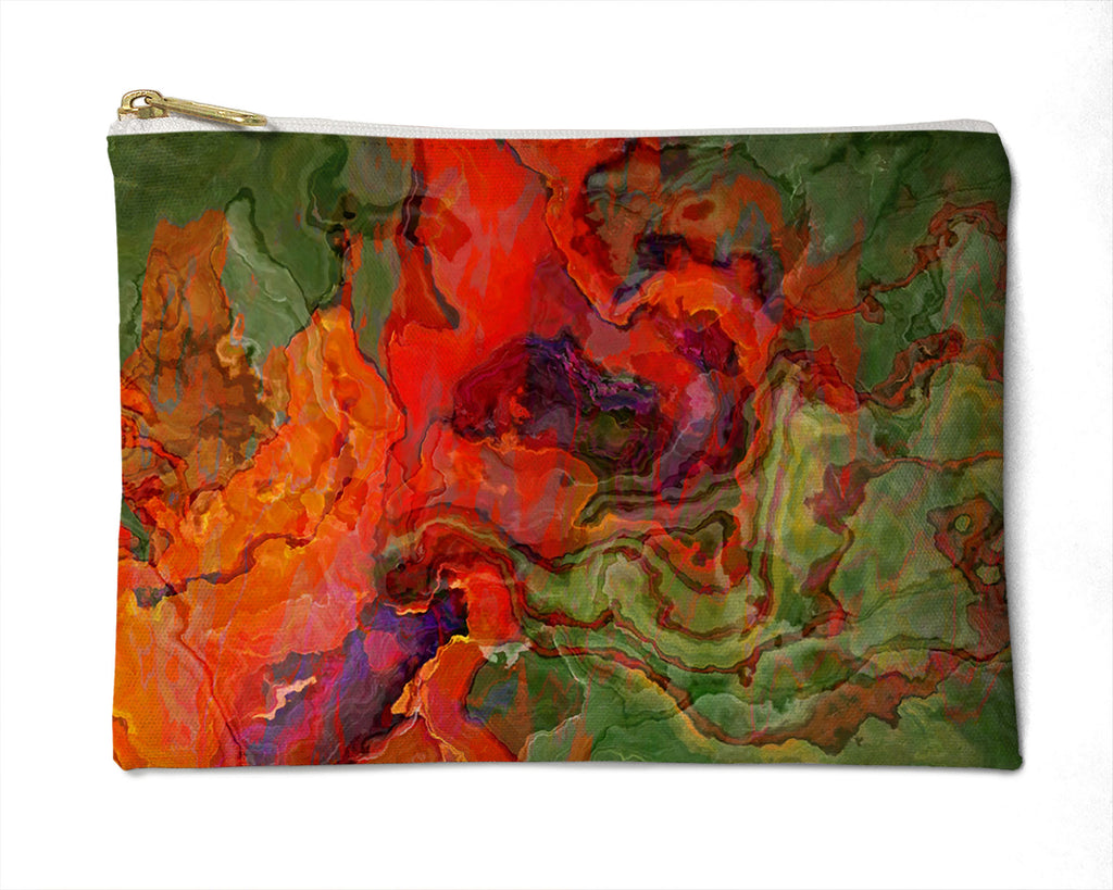 Makeup Bag, Pencil Case, Cosmetic Bag Abstract Art, orange, red, green