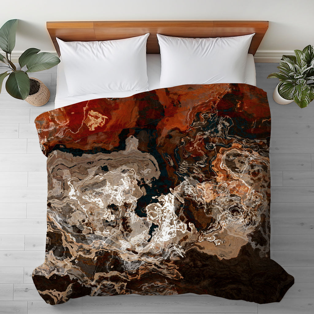 Abstract King, Queen or Twin Duvet Cover, Hammered Copper