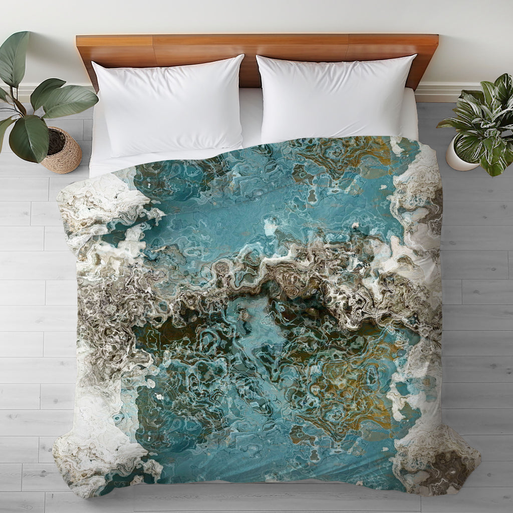 Abstract King, Queen or Twin Duvet Cover, Teal Aesthetic