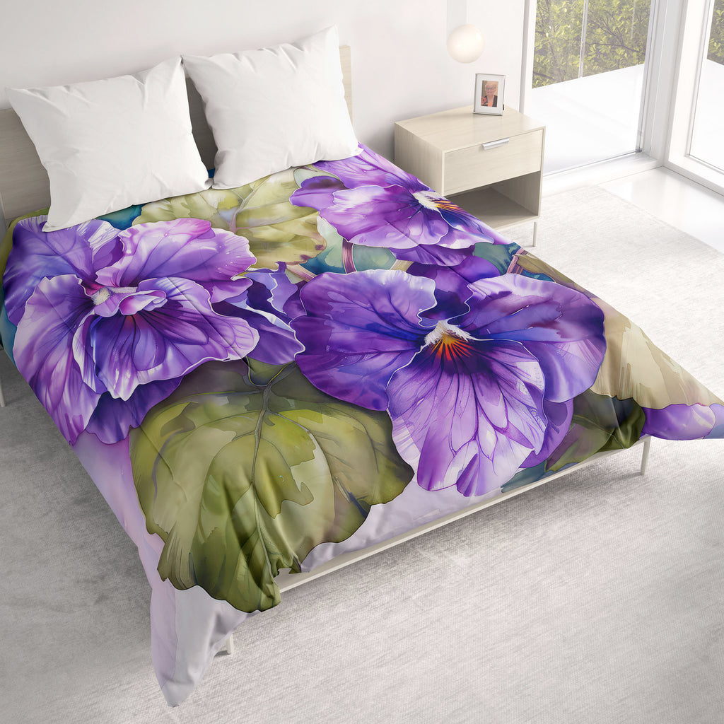 Floral Comforter, African Violets