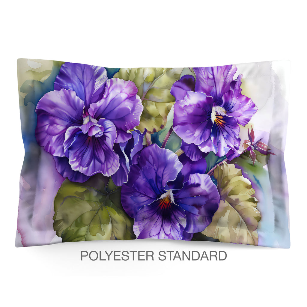 Floral Sham in Cotton or Polyester, African Violets