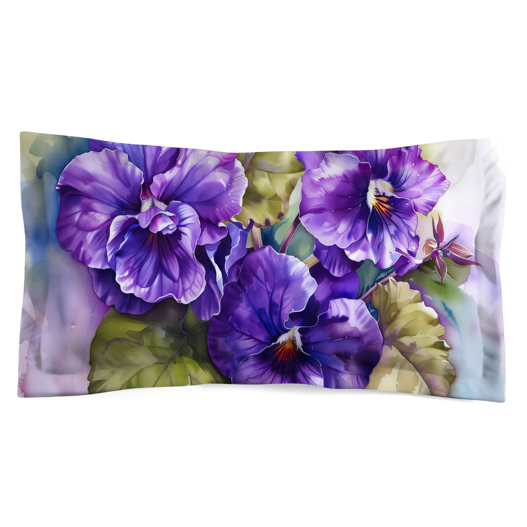 Floral Sham in Cotton or Polyester, African Violets