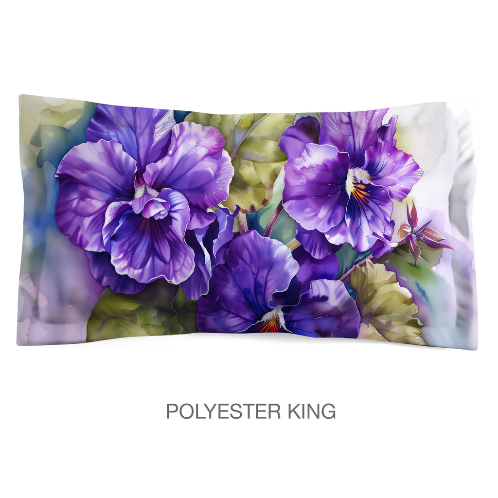 Floral Sham in Cotton or Polyester, African Violets