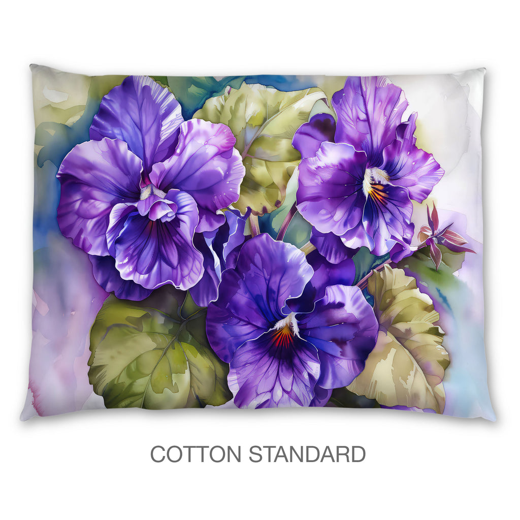 Floral Sham in Cotton or Polyester, African Violets