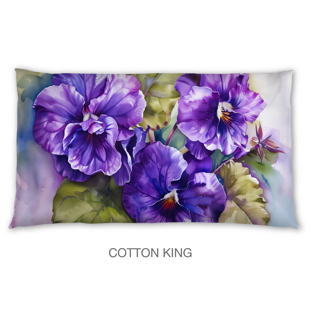 Floral Sham in Cotton or Polyester, African Violets