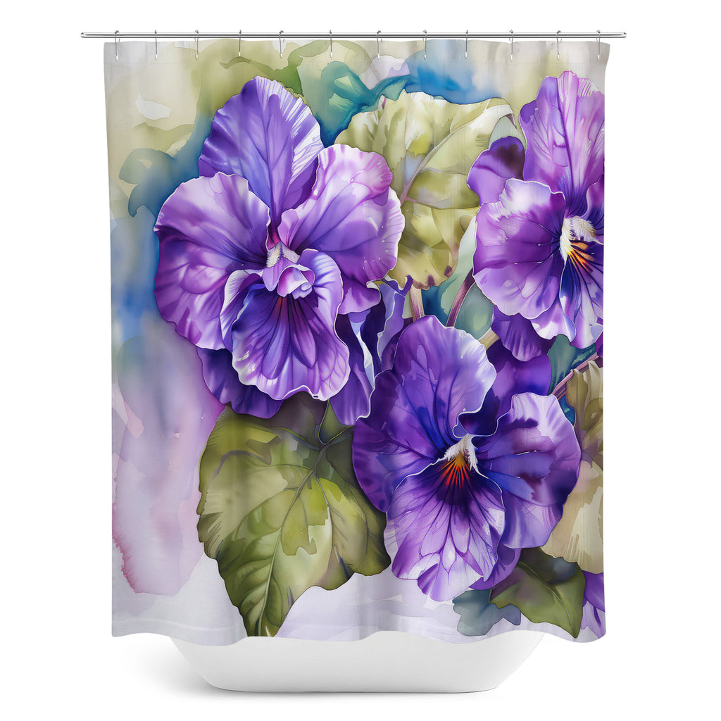 Floral Shower Curtain, African Violets