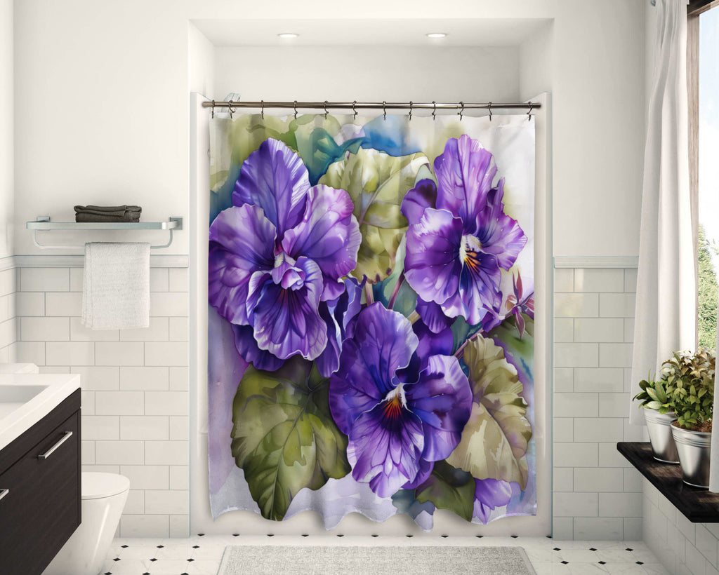 Floral Shower Curtain, African Violets