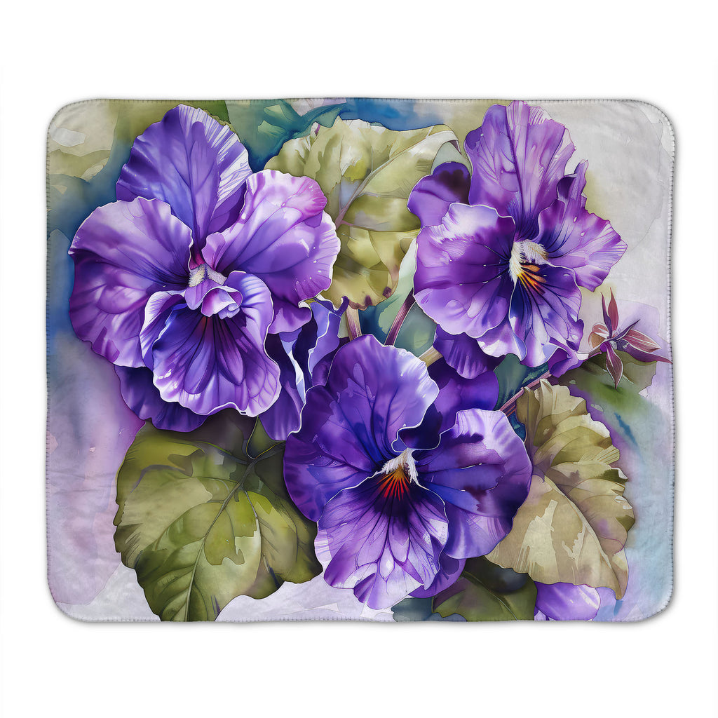 Floral Sherpa Fleece Throw, African Violets