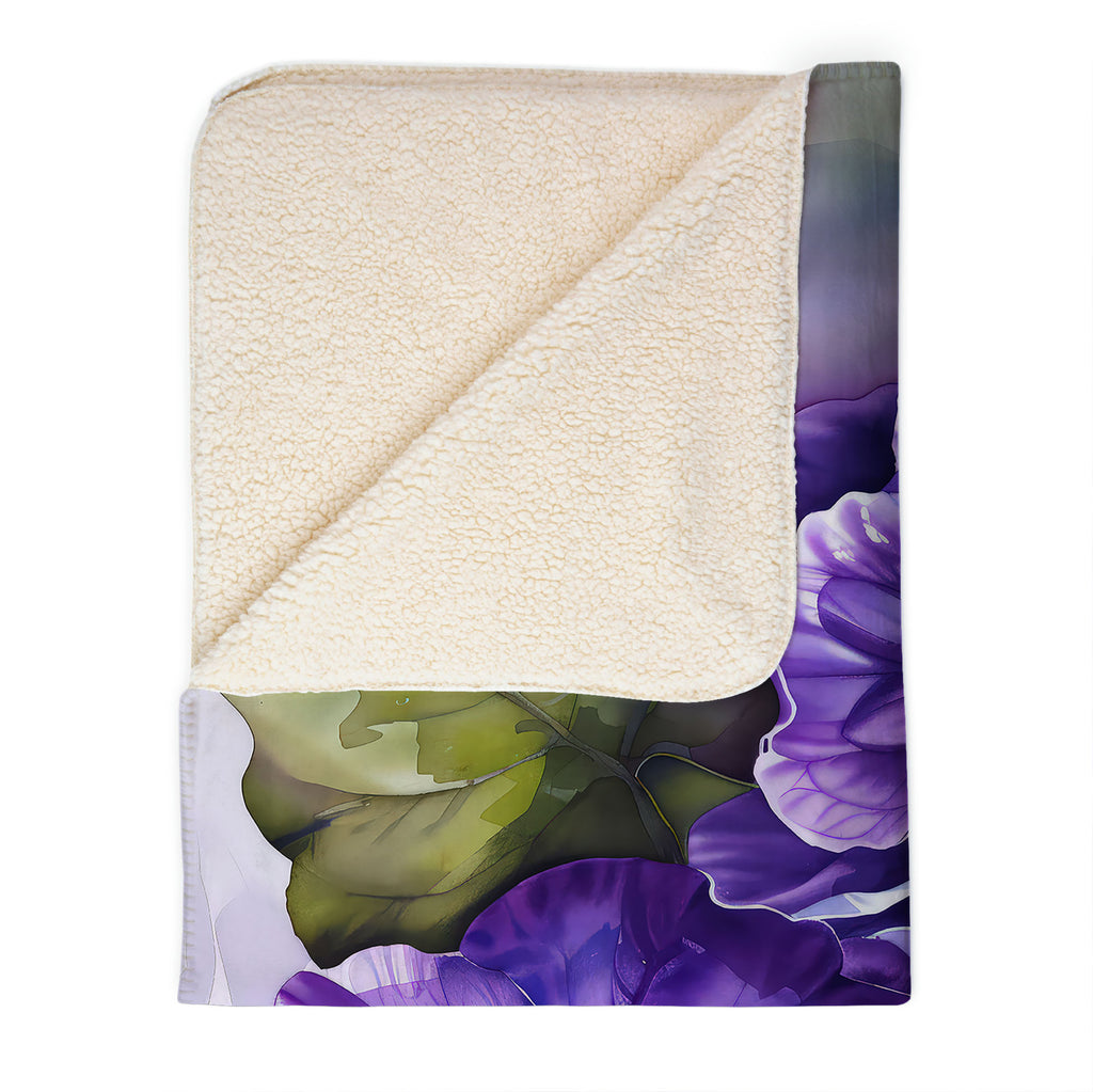 Floral Sherpa Fleece Throw, African Violets