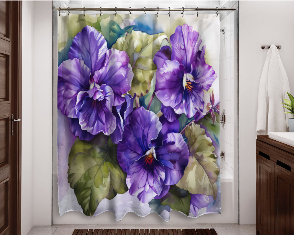 Floral Shower Curtain, African Violets