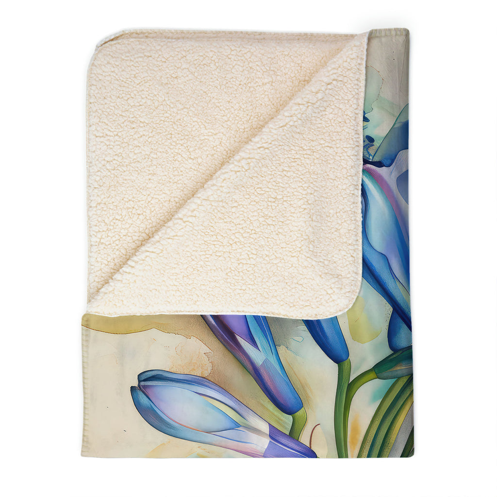 Floral Sherpa Fleece Throw, Agapanthus Nile Lily