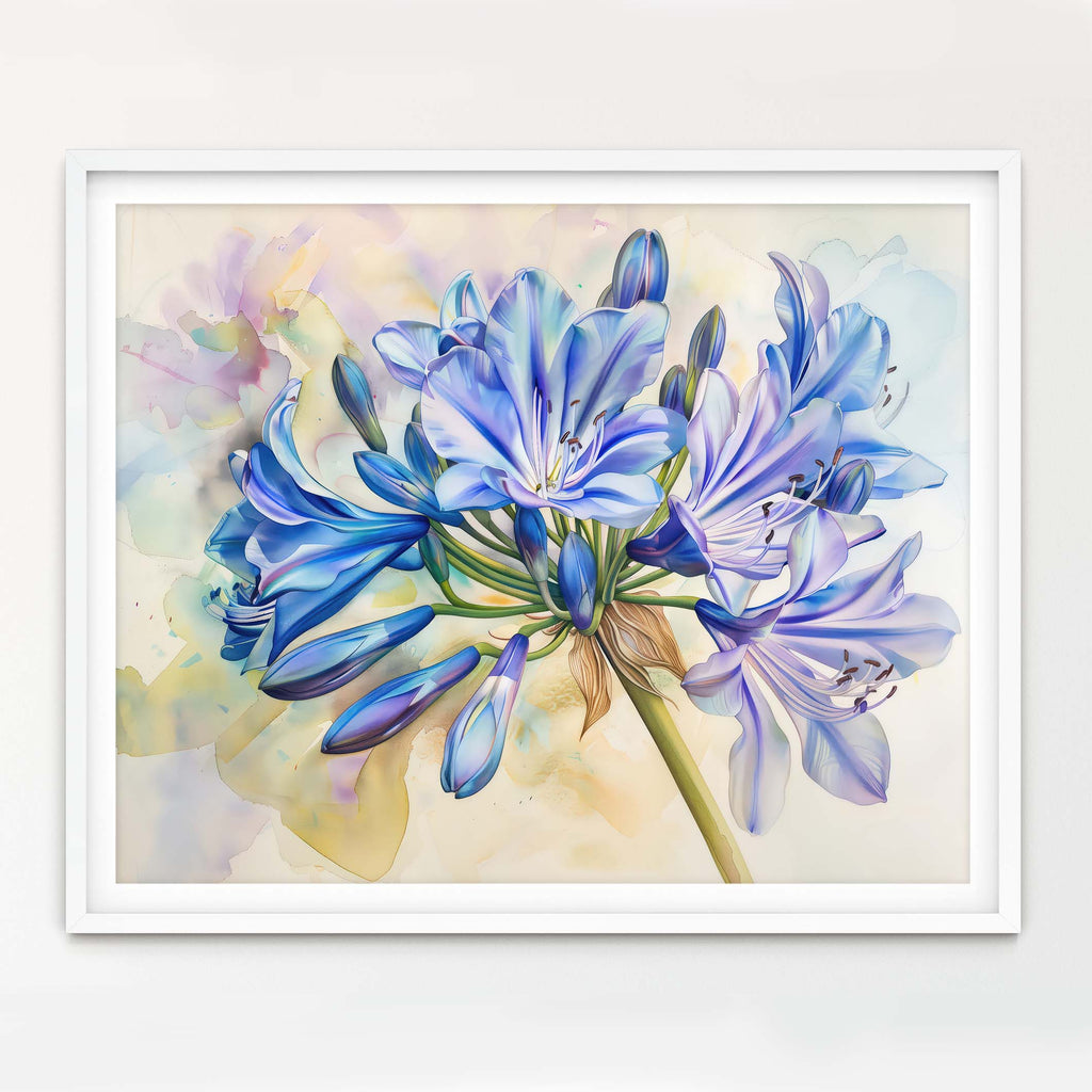 Floral Art Paper Print, Agapanthus Nile Lily