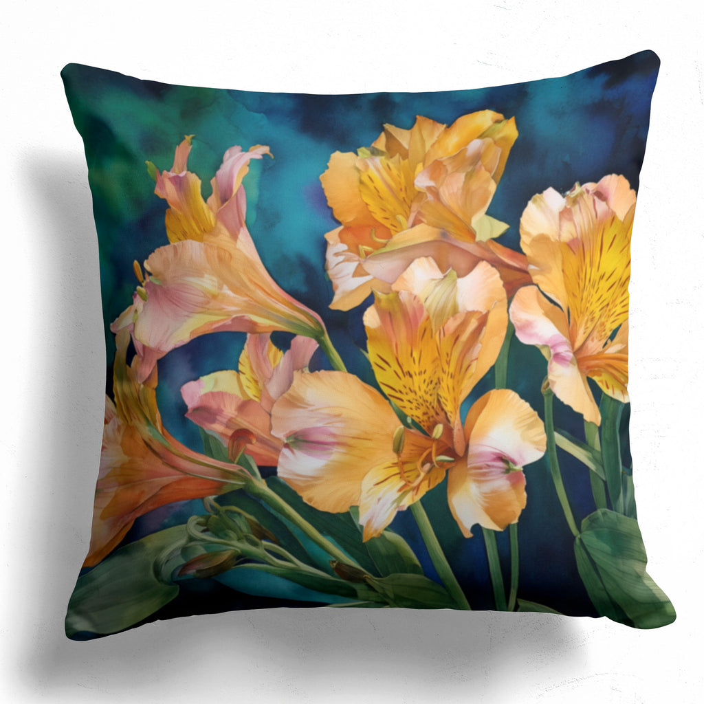 Floral Pillow Cover, Alstroemeria Peruvian Lily