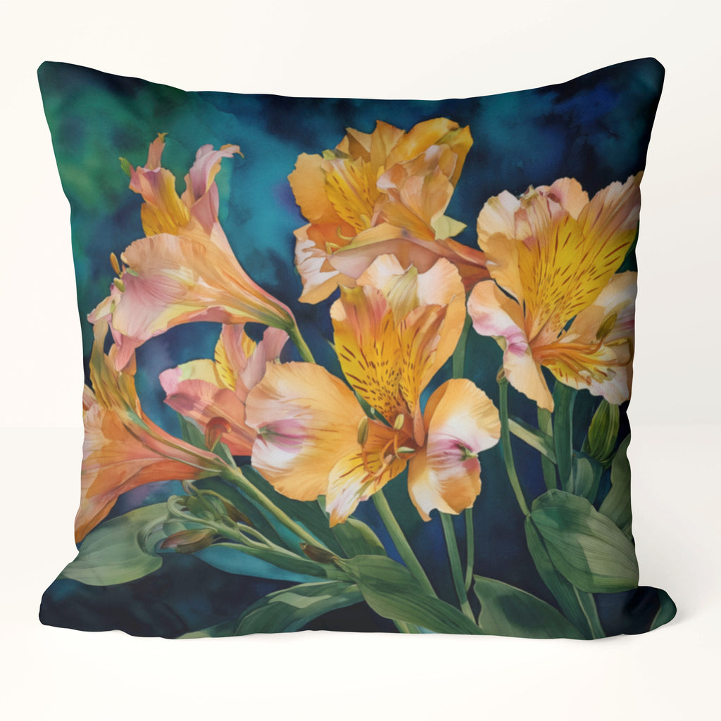 Floral Pillow Cover, Alstroemeria Peruvian Lily