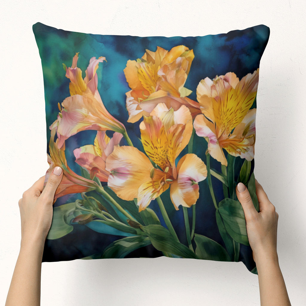 Floral Pillow Cover, Alstroemeria Peruvian Lily