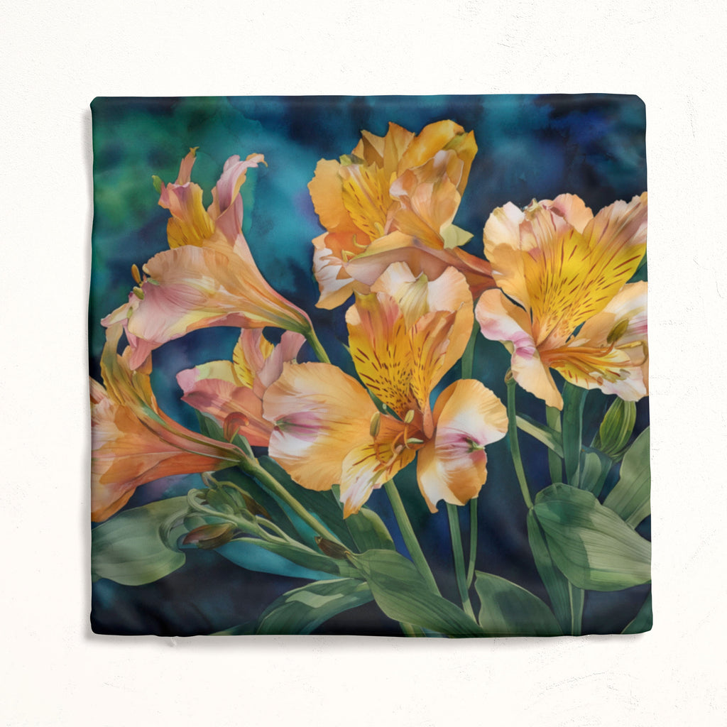 Floral Pillow Cover, Alstroemeria Peruvian Lily