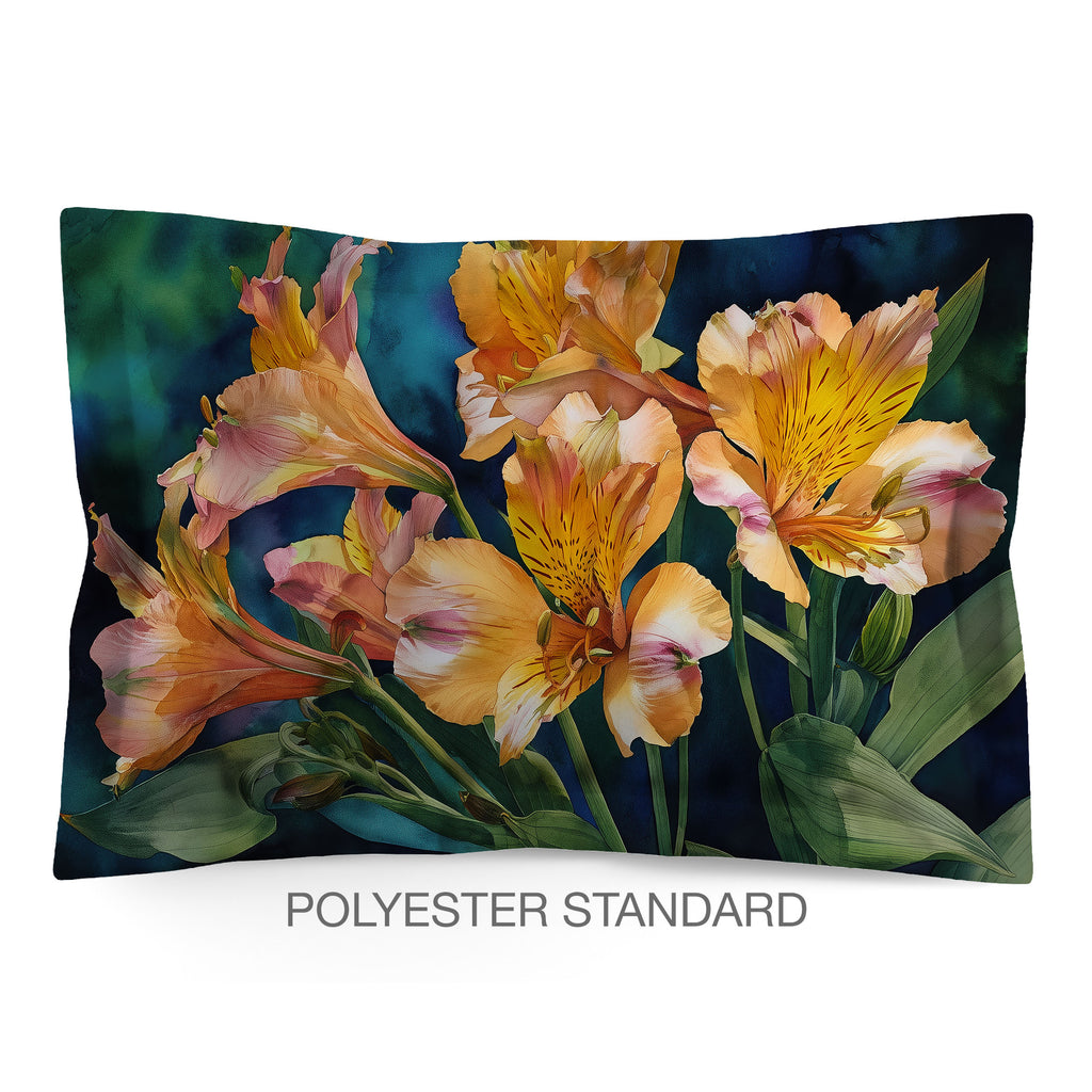 Floral Sham in Cotton or Polyester, Alstroemeria Peruvian Lily