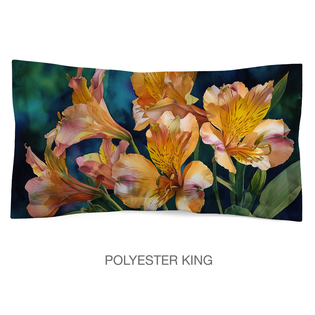 Floral Sham in Cotton or Polyester, Alstroemeria Peruvian Lily