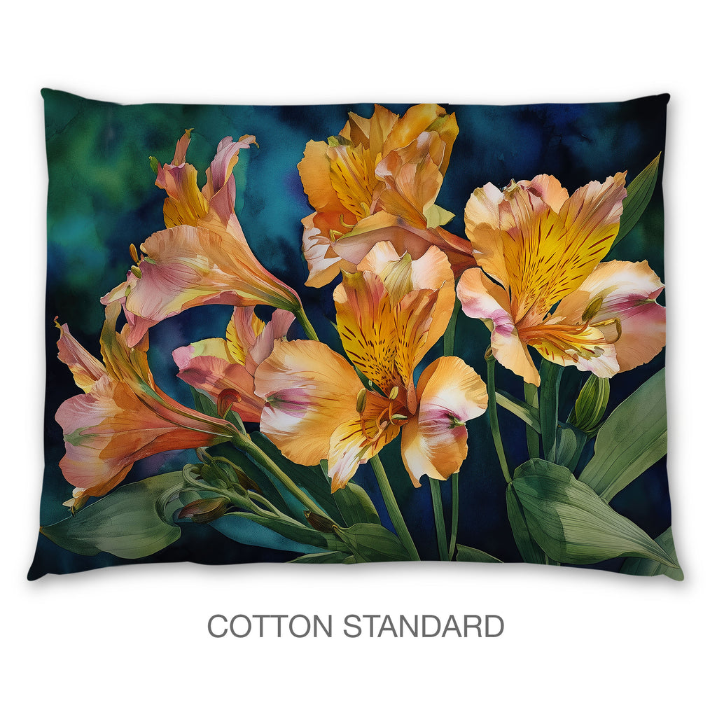 Floral Sham in Cotton or Polyester, Alstroemeria Peruvian Lily