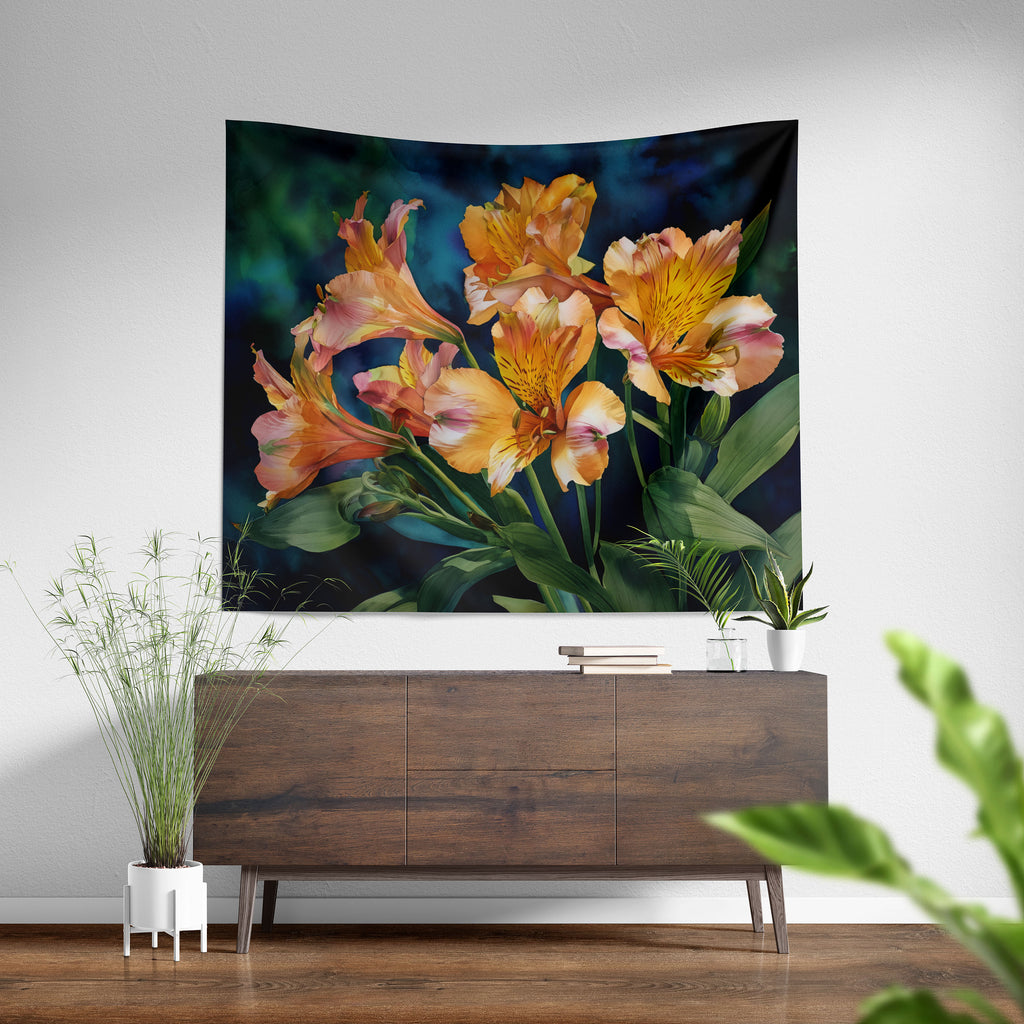 Floral Sherpa Fleece Throw, Alstroemeria Peruvian Lily
