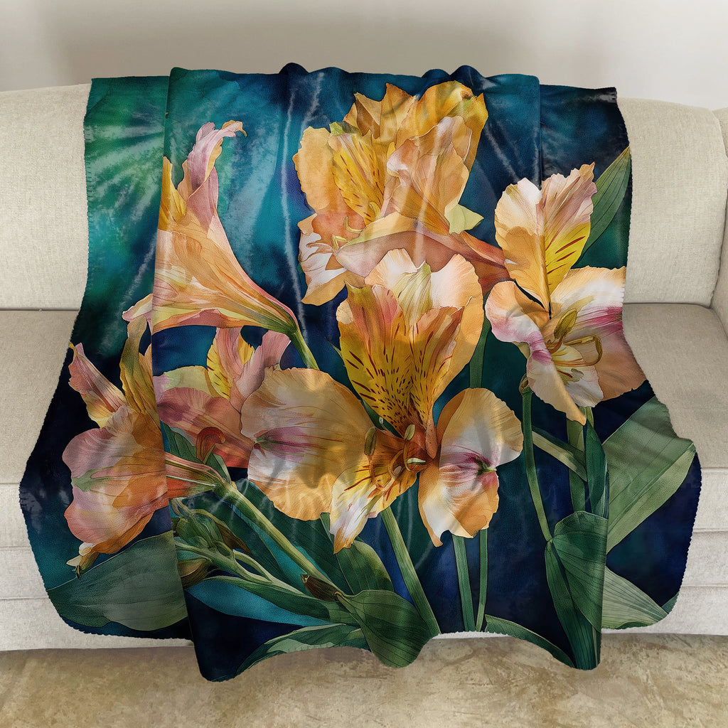 Floral Sherpa Fleece Throw,