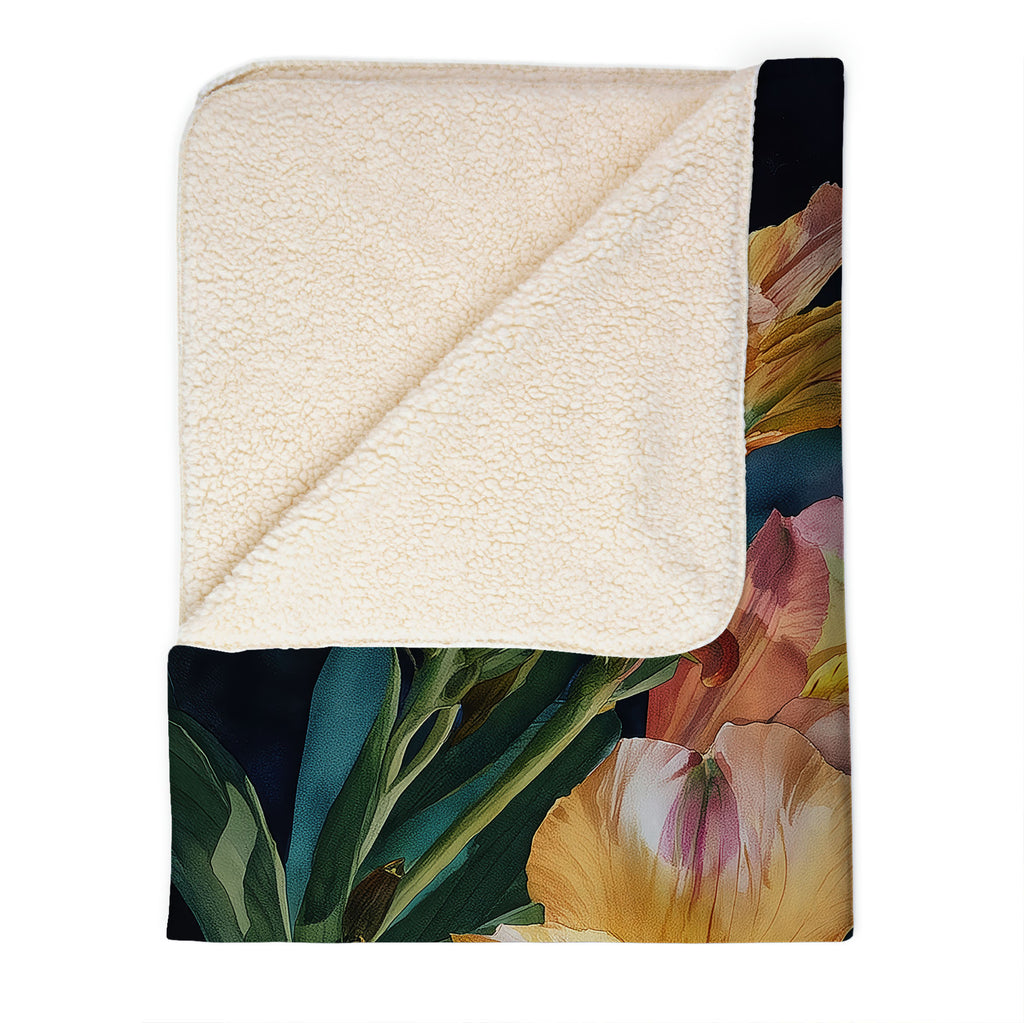 Floral Sherpa Fleece Throw,