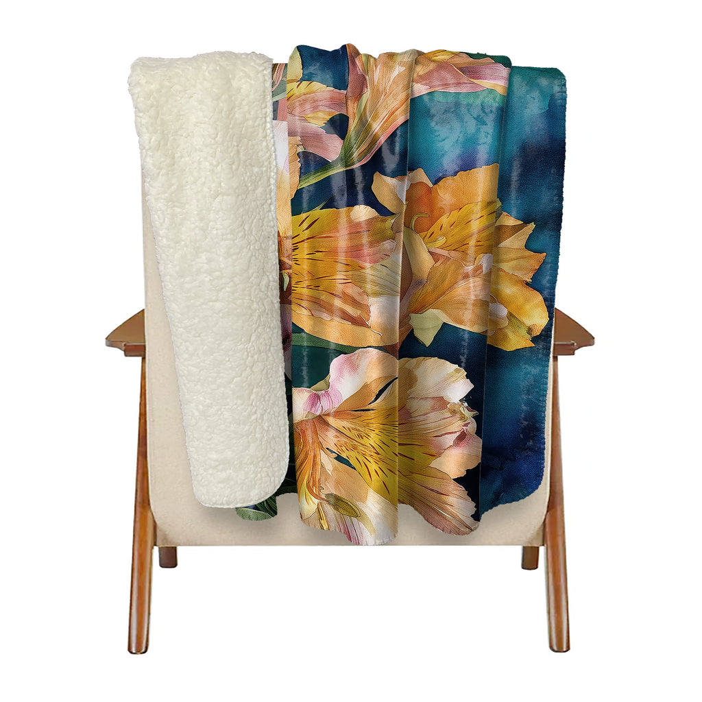 Floral Sherpa Fleece Throw,