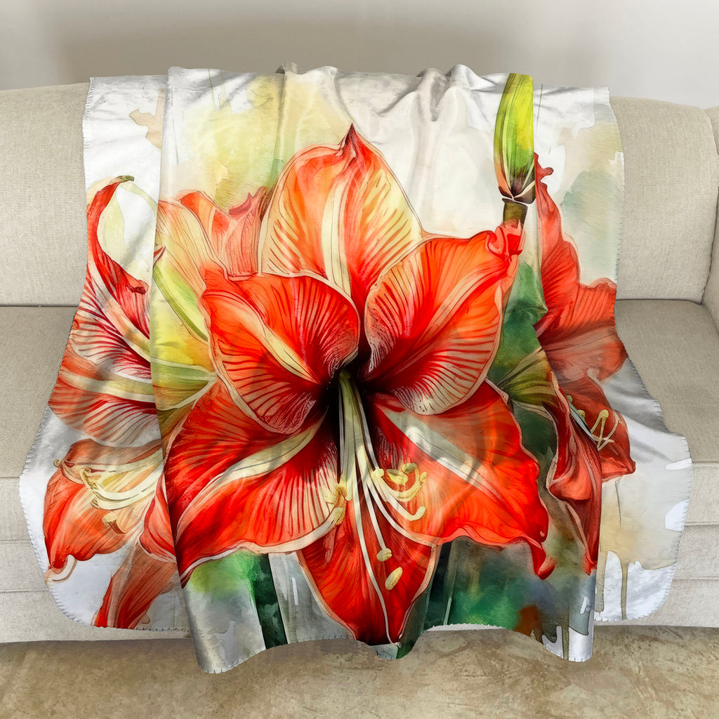 Floral Sherpa Fleece Throw, Amaryllis