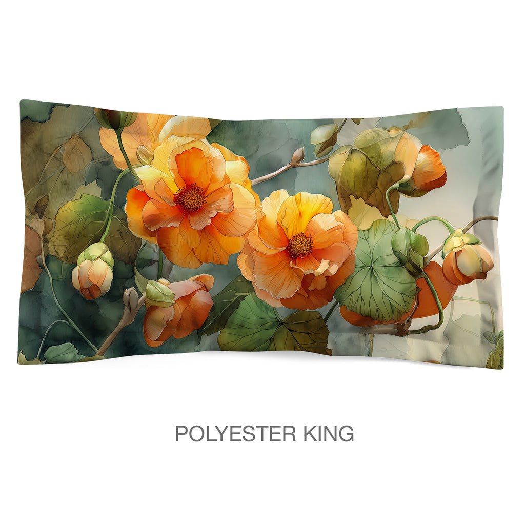 Floral Sham in Cotton or Polyester, Avens Geum