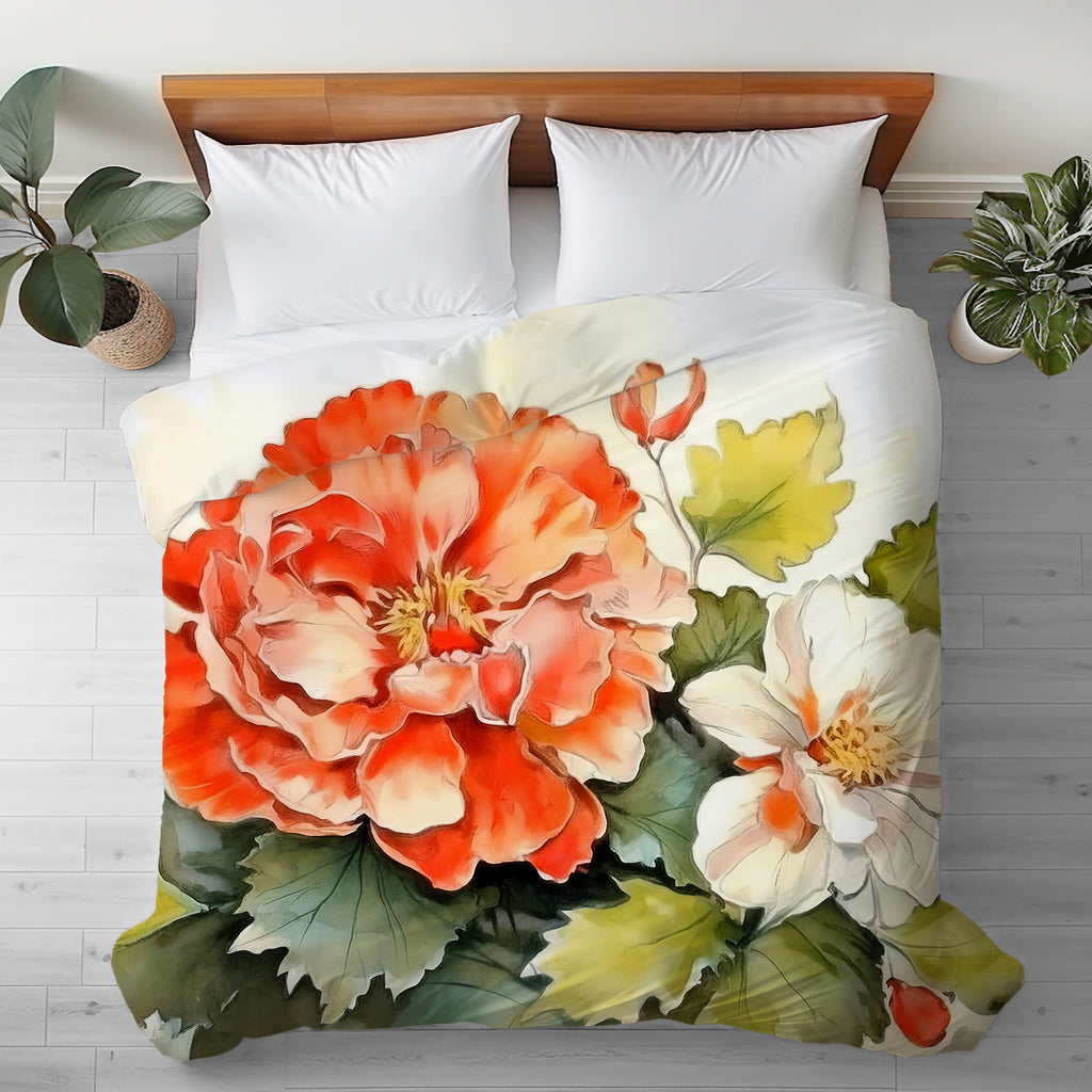Floral Duvet Cover, Begonias
