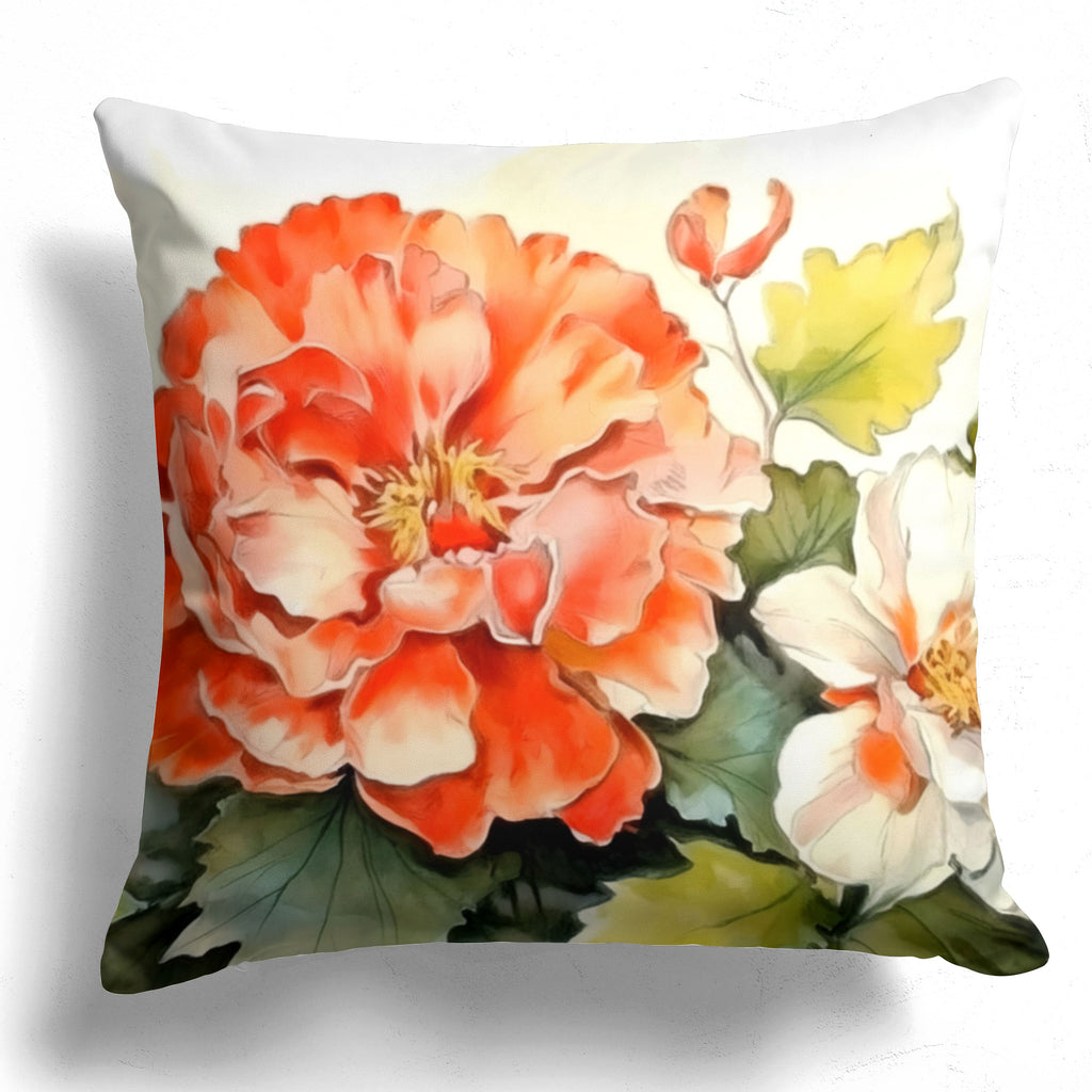 Floral Pillow Cover, Begonias