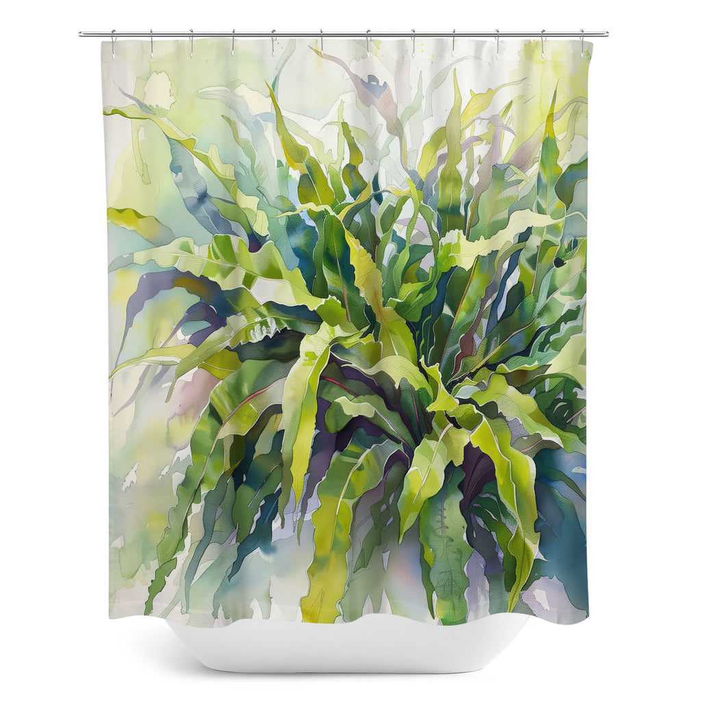 Floral Shower Curtain, Bird’s Nest Fern