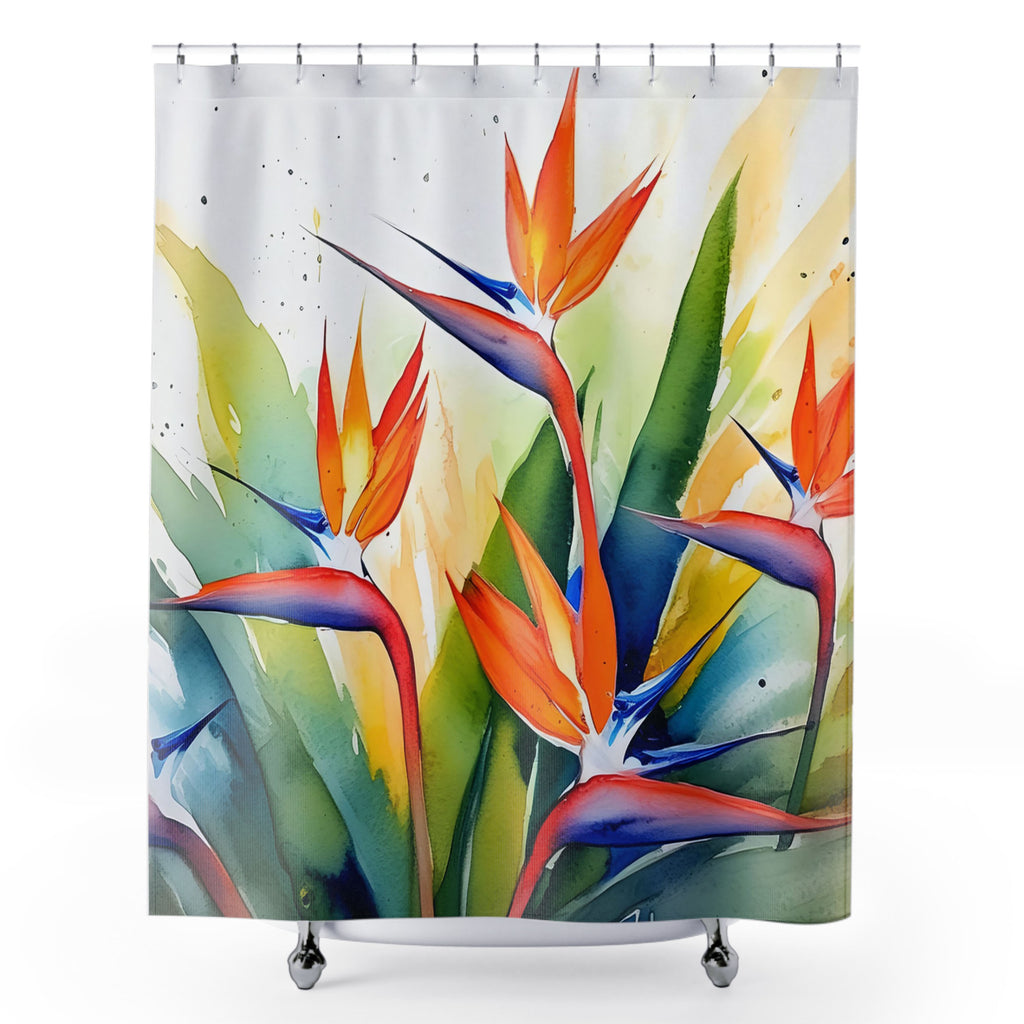 Floral Shower Curtain, Bird of Paradise