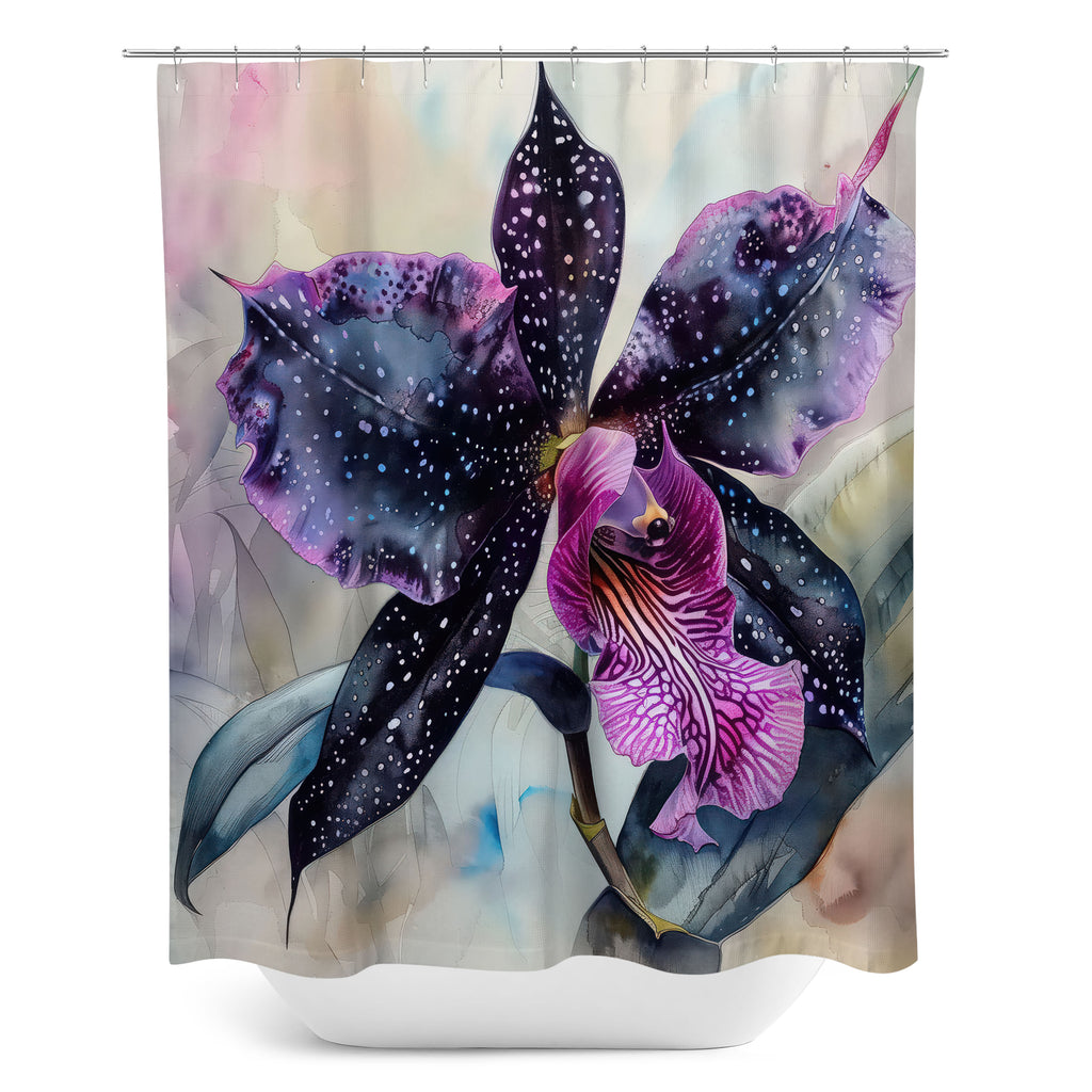Floral Shower Curtain, Black Orchid