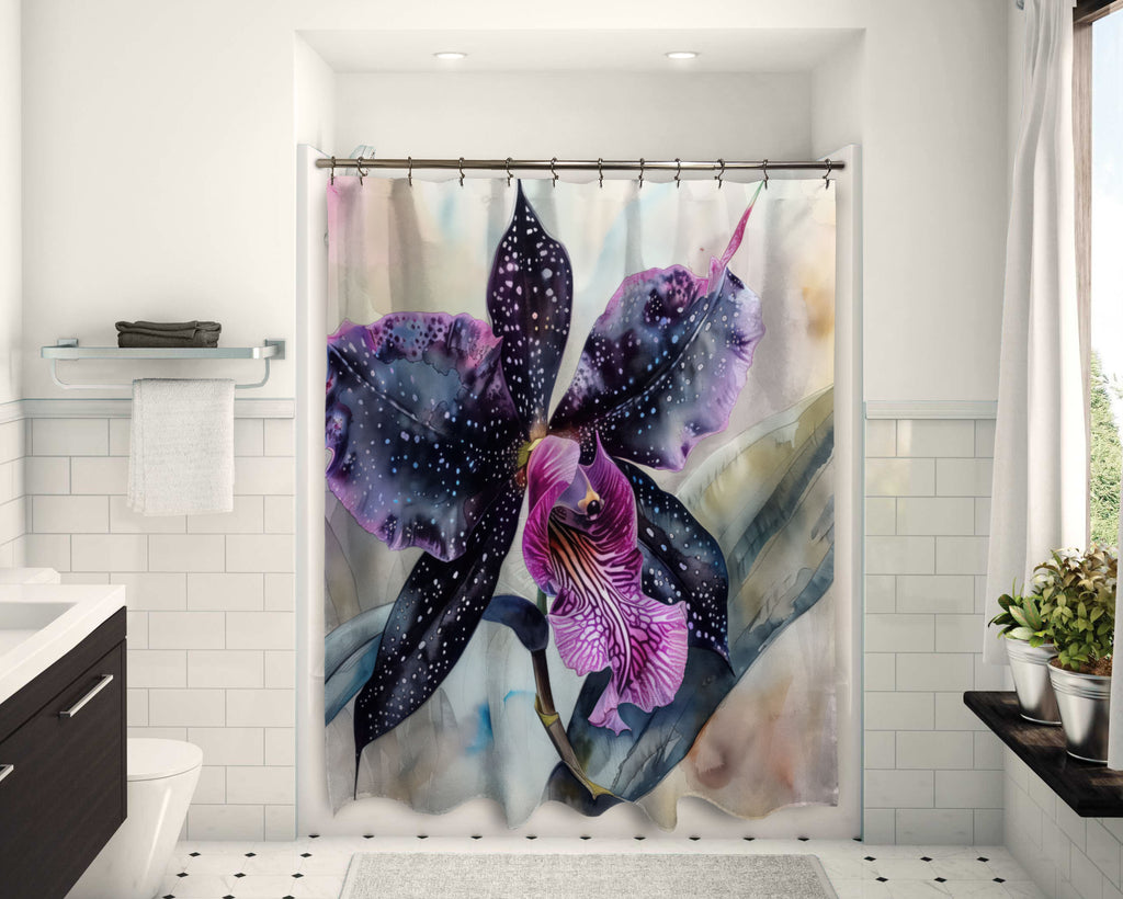 Floral Shower Curtain, Black Orchid