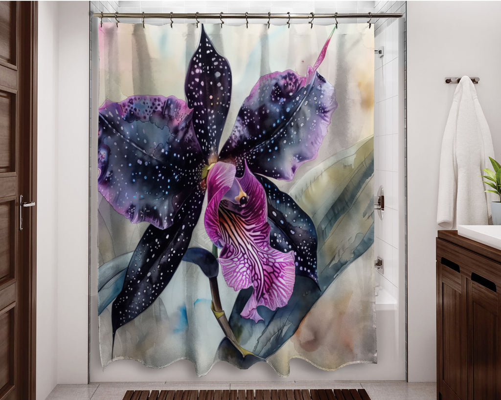 Floral Shower Curtain, Black Orchid