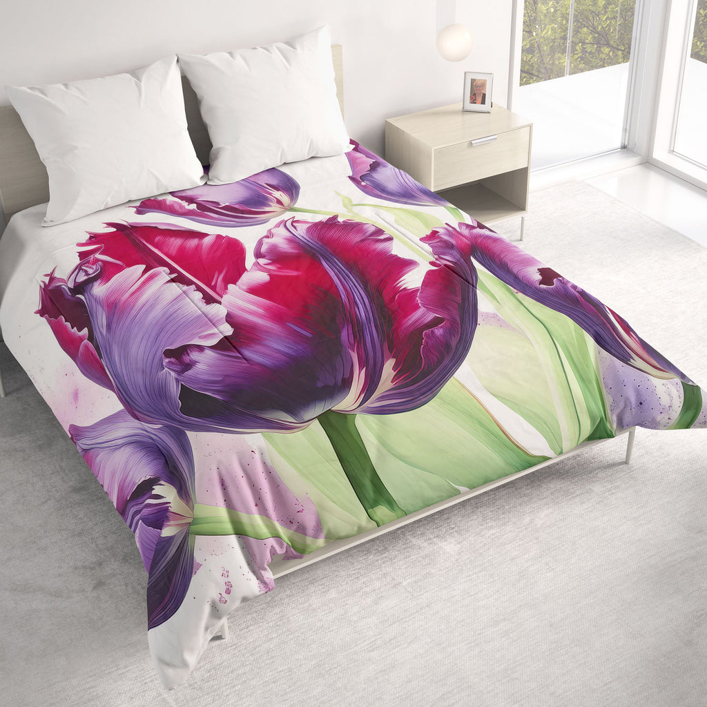 Floral Comforter, Black Parrot Tulip