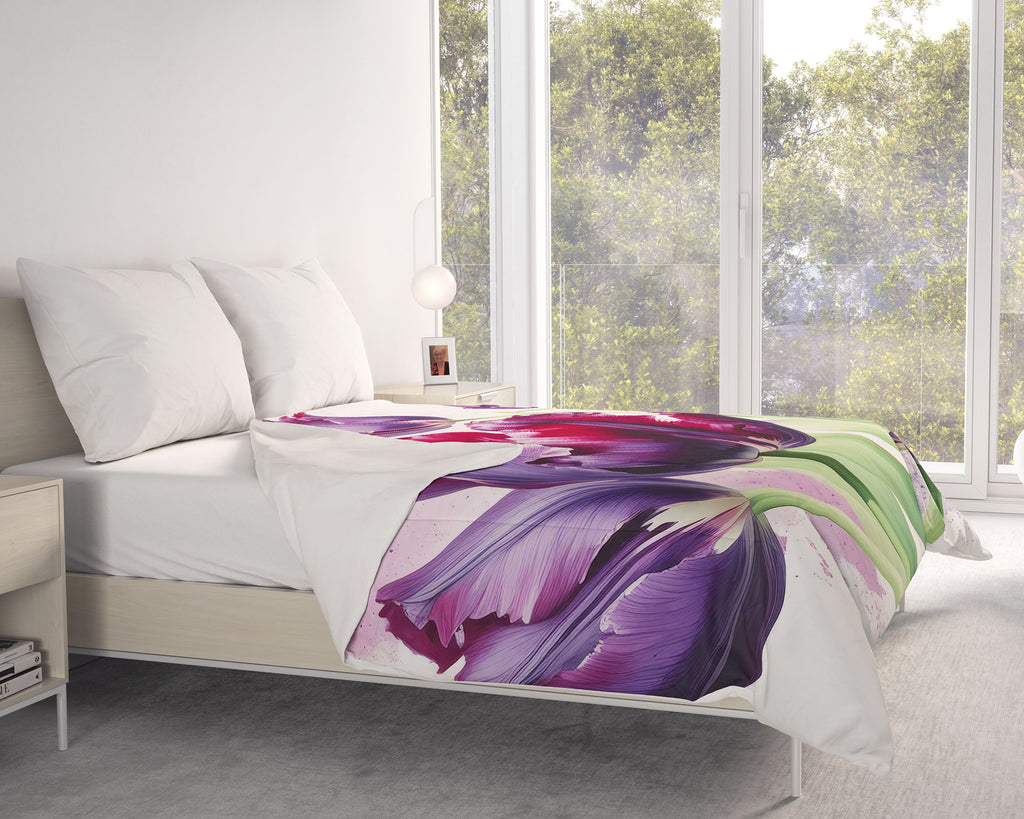 Floral Comforter, Black Parrot Tulip