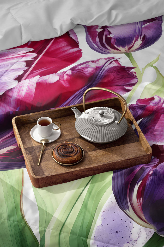 Floral Comforter, Black Parrot Tulip